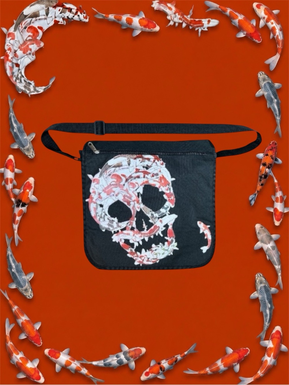 Iron Fist Y2K Goth Punk Grunge Skate Unisex Streetwear Koi Fish Messenger Bag